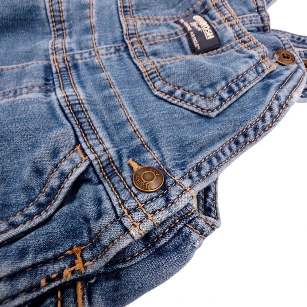OshKosh B'gosh Denim Overalls Baby Girl 9 Month Blue‎ Jean Stretch Elastic Soft